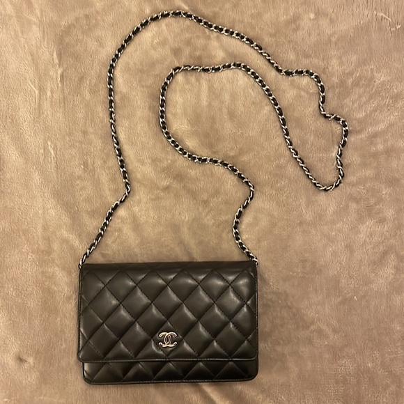Chanel Lambskin Quilted Wallet On Chain Black with Silver hardware PRELOVED - Picture 14 of 14